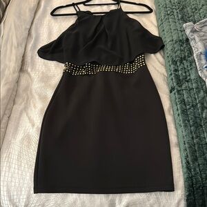 Elegant Black Dress with Gold Accents